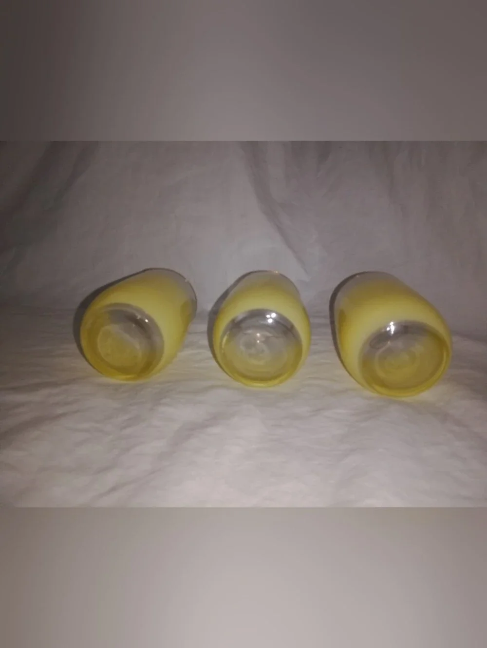 Vintage Blendo Yellow Frosted Juice Glasses Mid Century Set Of 3 MCM Drinkware